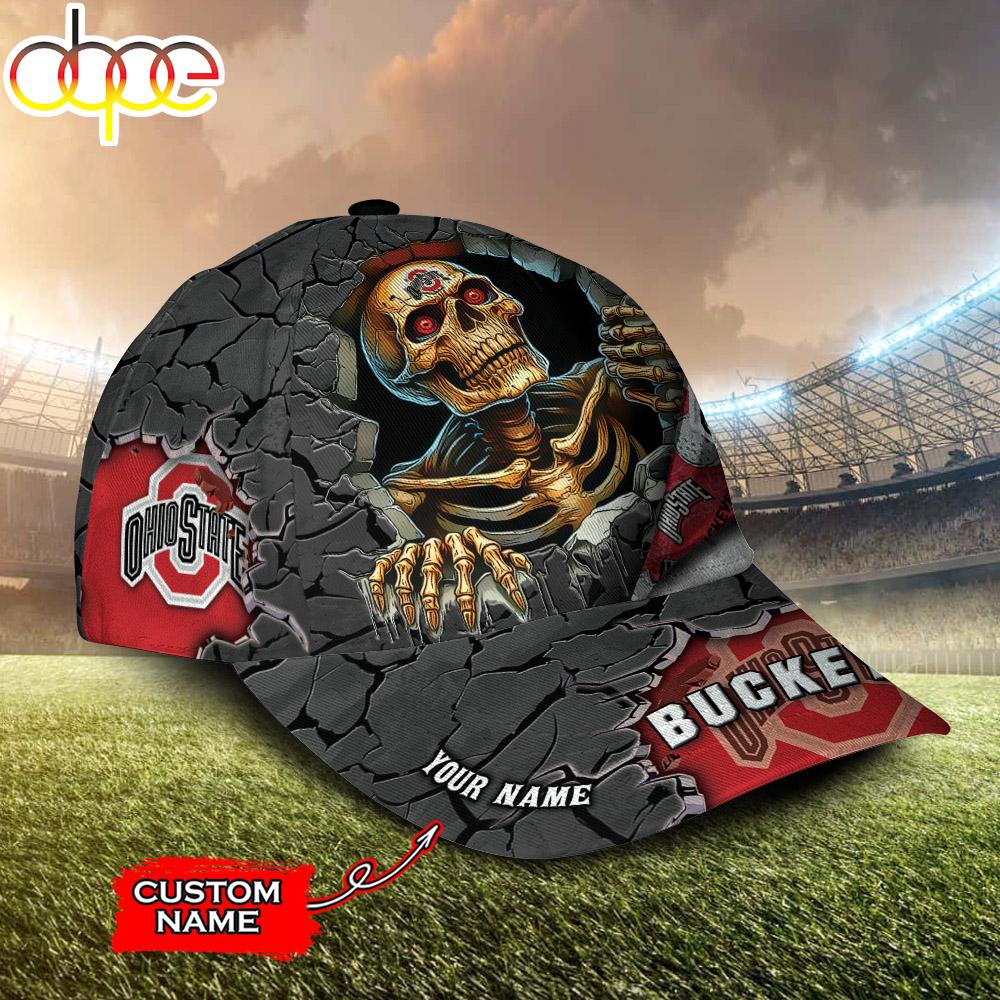 Custom Name NCAA Ohio State Buckeyes Skeleton Halloween Classic Cap
