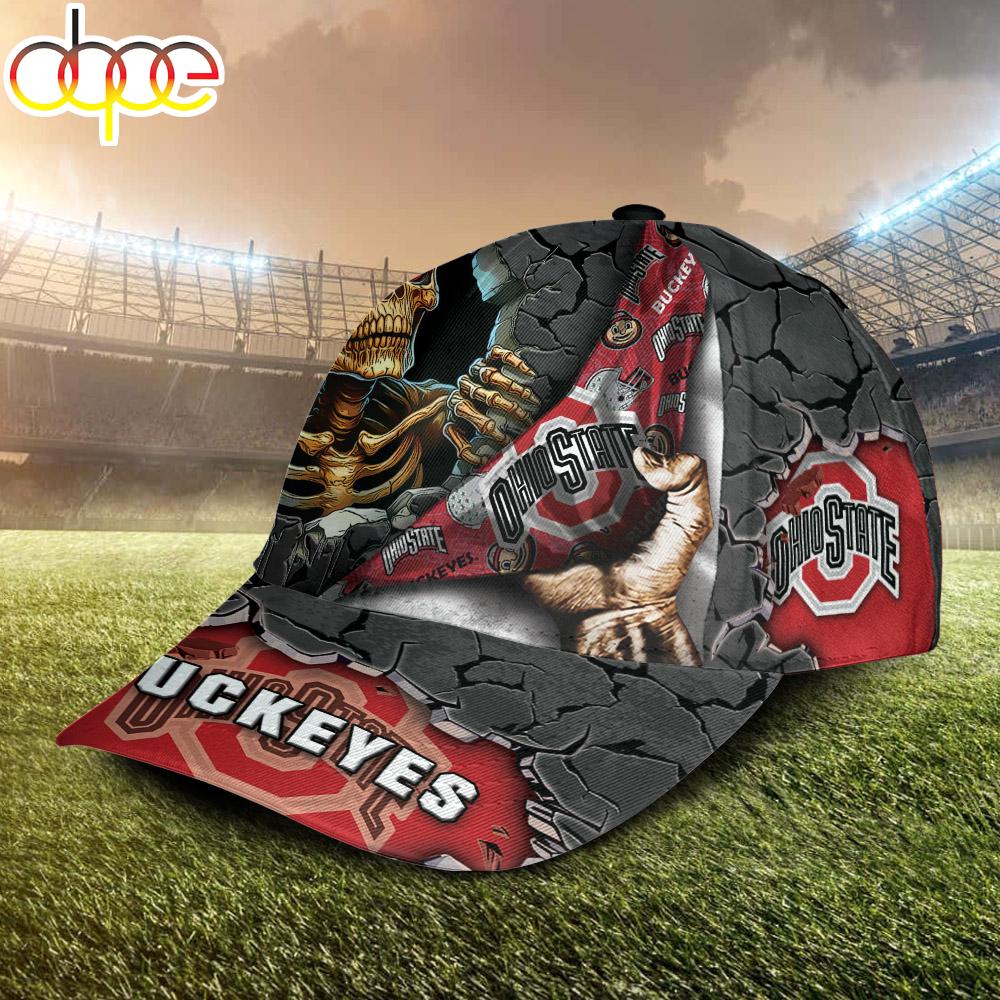 Custom Name NCAA Ohio State Buckeyes Skeleton Halloween Classic Cap