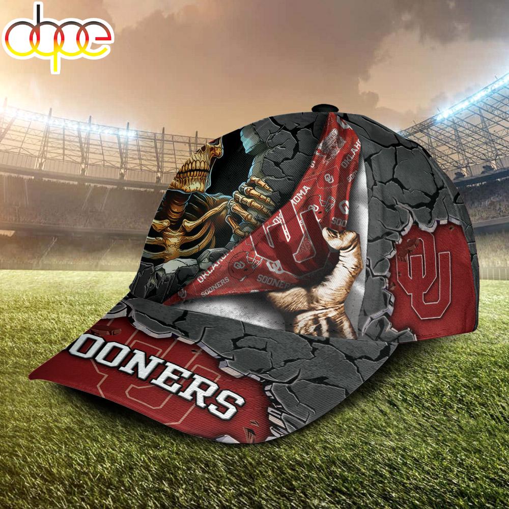 Custom Name NCAA Oklahoma Sooners Skeleton Halloween Classic Cap