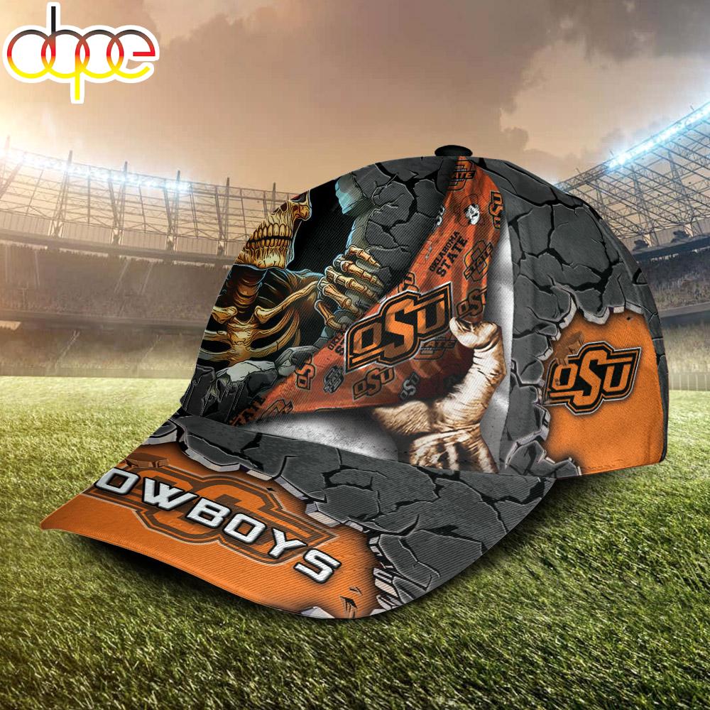 Custom Name NCAA Oklahoma State Cowboys Skeleton Halloween Classic Cap