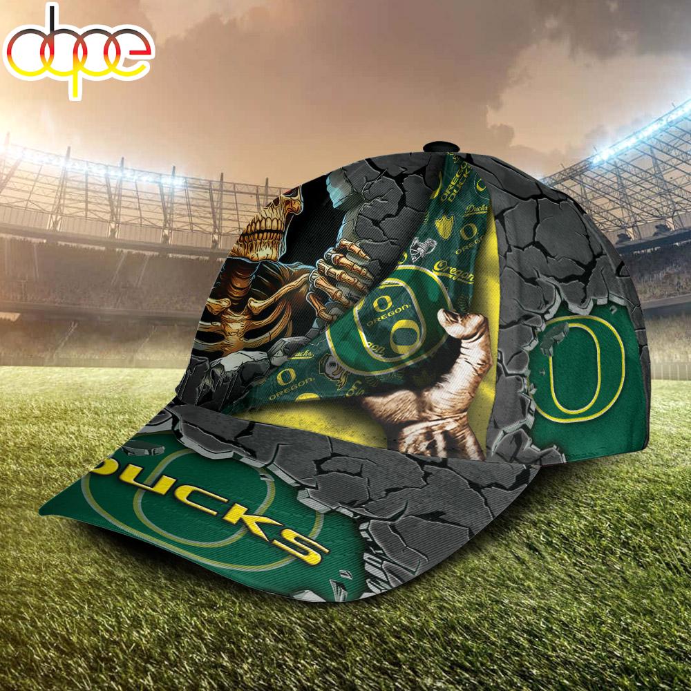 Custom Name NCAA Oregon Ducks Skeleton Halloween Classic Cap
