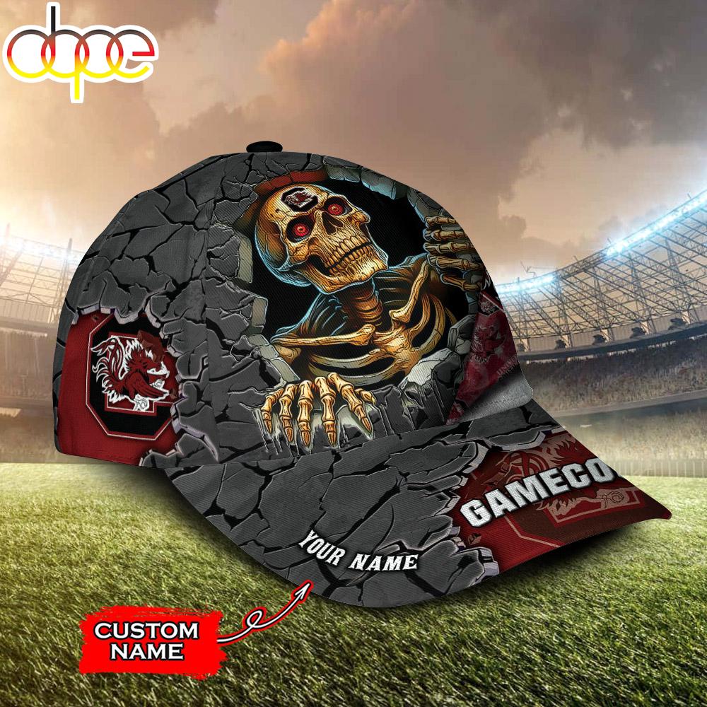 Custom Name NCAA South Carolina Gamecocks Skeleton Halloween Classic Cap