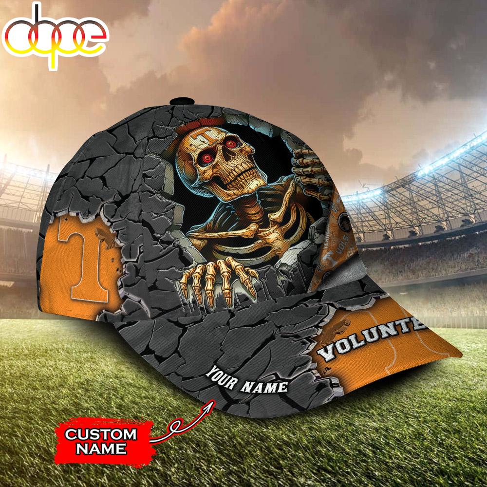 Custom Name NCAA Tennessee Volunteers Skeleton Halloween Classic Cap