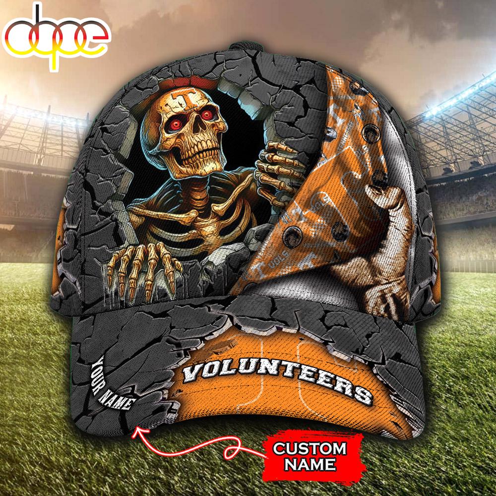 Custom Name NCAA Tennessee Volunteers Skeleton Halloween Classic Cap