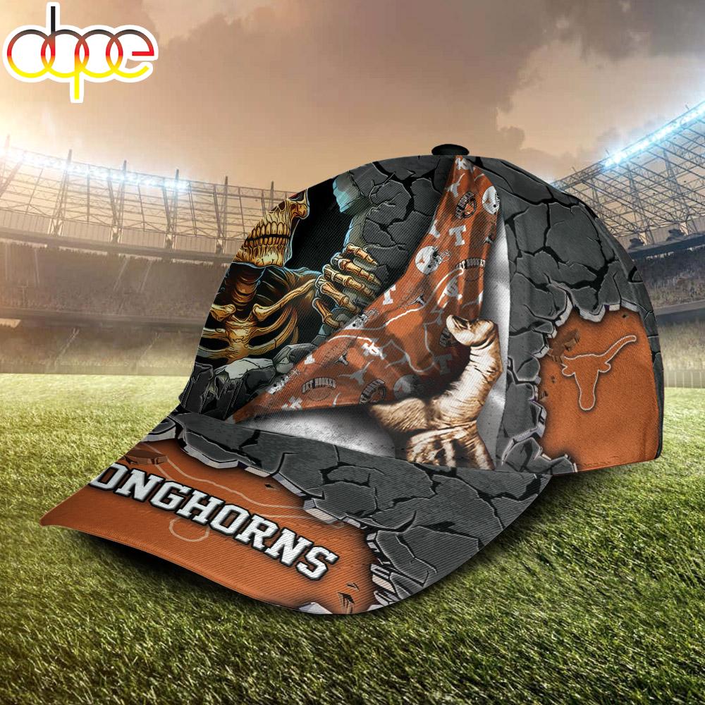 Custom Name NCAA Texas Longhorns Skeleton Halloween Classic Cap
