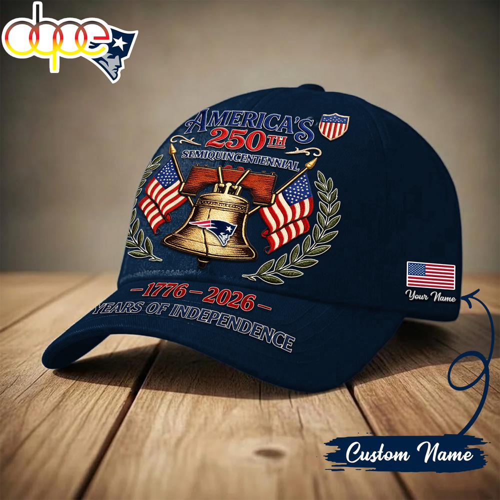 Custom Name New England Patriots NFL 1776-2026 Years Of Independence Classic Cap
