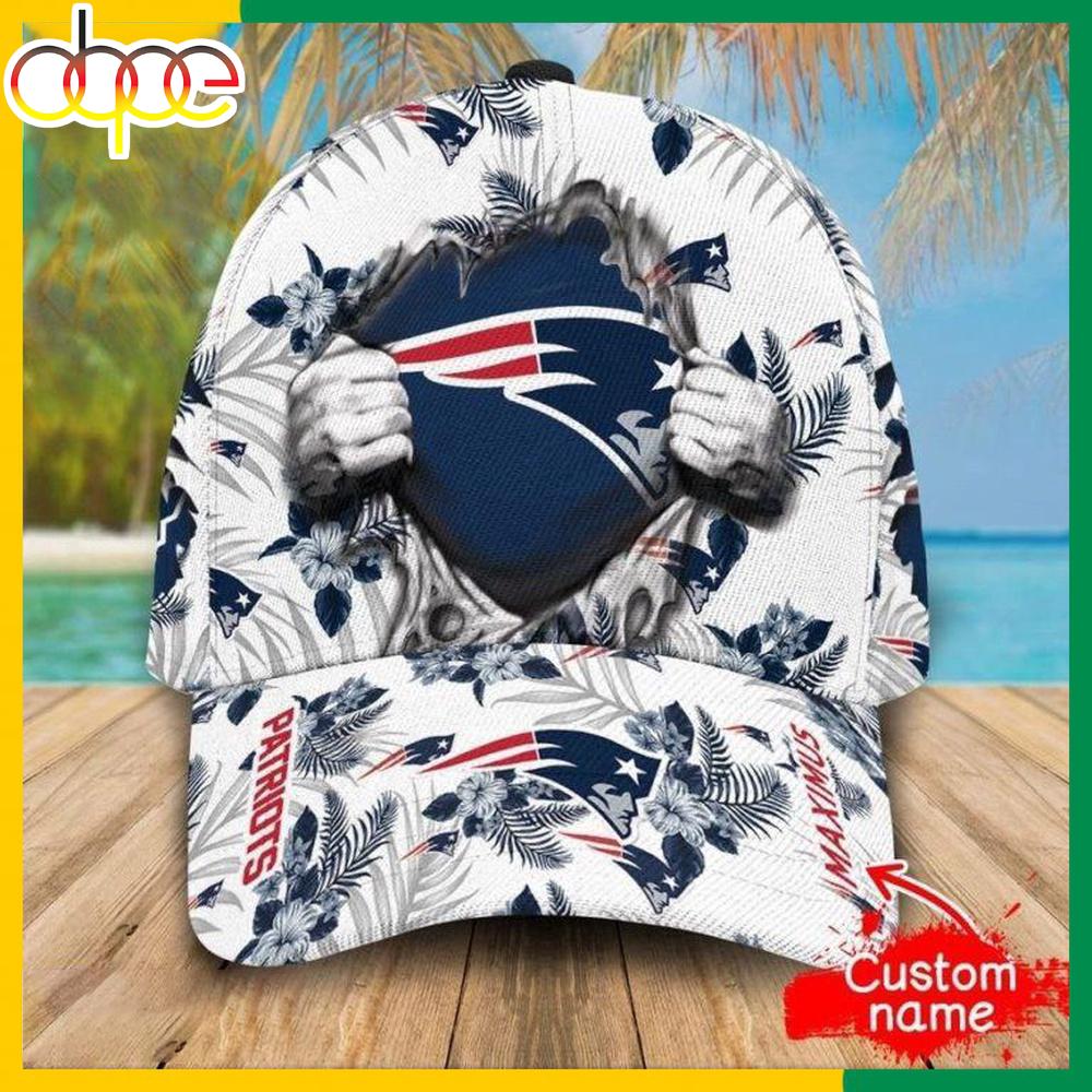 Custom Name New England Patriots NFL Hawaiian Pattern Classic Baseball Cap