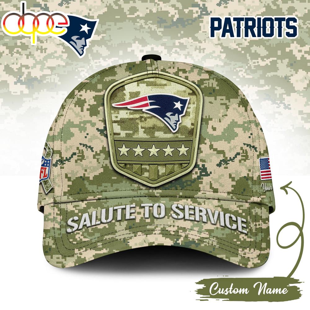 Custom Name New England Patriots NFL Salute To Service Baseball Cap