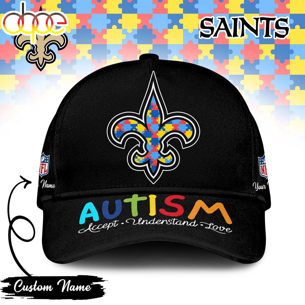 Custom Name New Orleans Saints NFL Autism Classic Baseball Cap