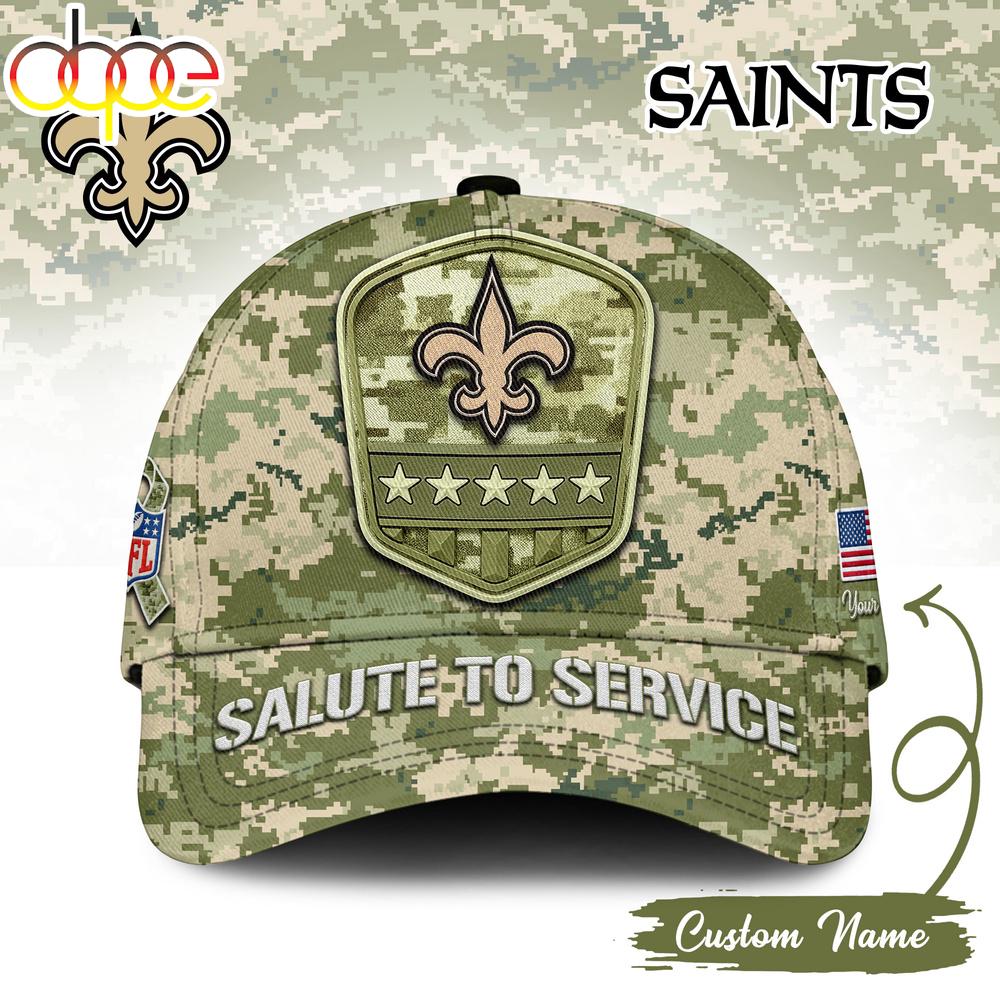 Custom Name New Orleans Saints NFL Salute To Service Baseball Cap