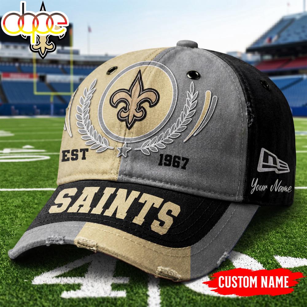 Custom Name New Orleans Saints NFL Split Color New Era Baseball Cap