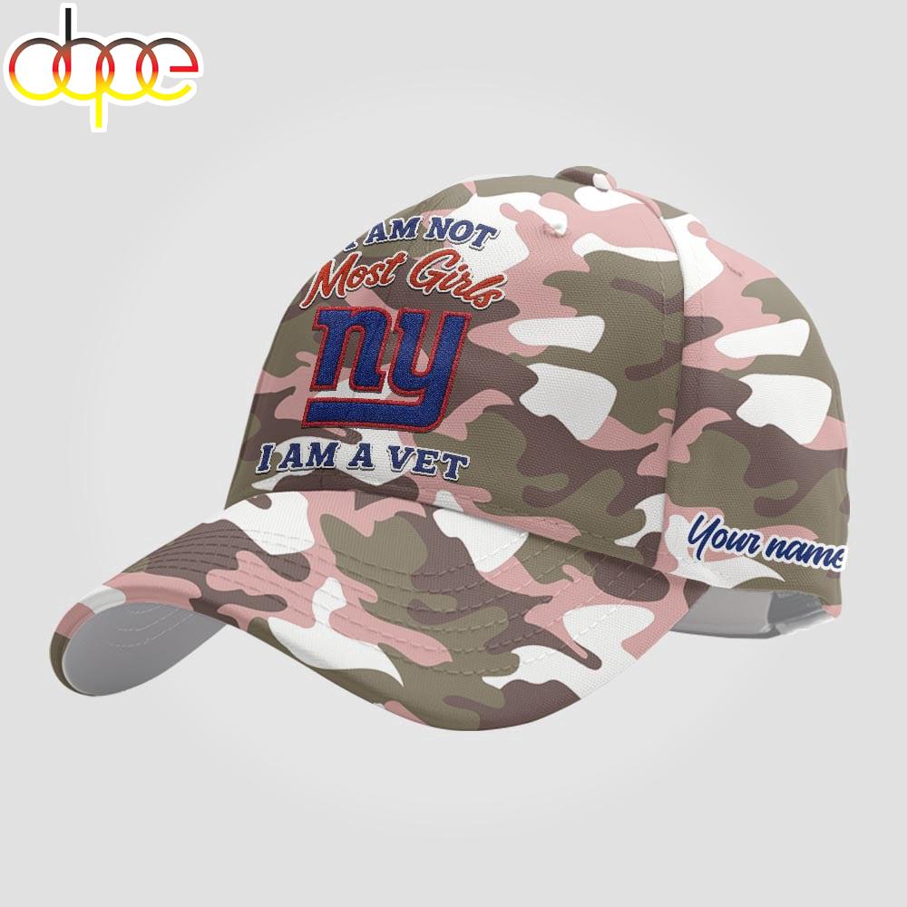 Custom Name New York Giants NFL Camo Veterans Classic Cap
