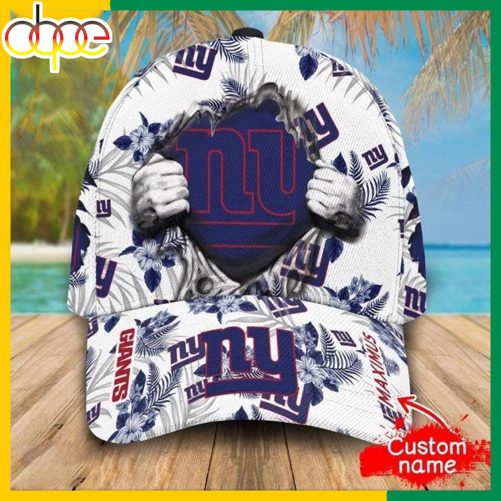 Custom Name New York Giants NFL Hawaiian Pattern Classic Baseball Cap