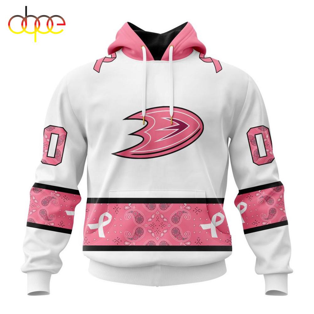 Custom Name NHL Anaheim Ducks In October We Wear pink Breast Cancer 3D Hoodie Shirt