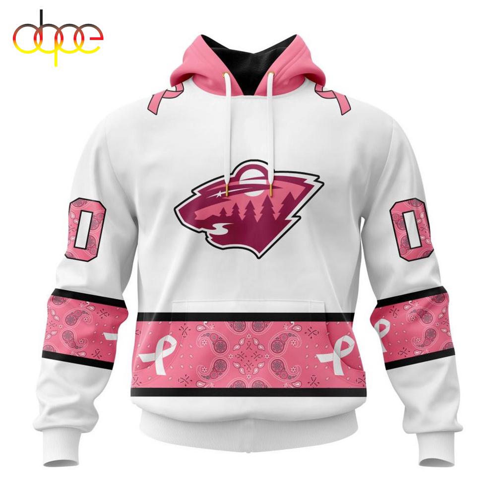 Custom Name NHL Minnesota Wild In October We Wear pink Breast Cancer 3D Hoodie Shirt