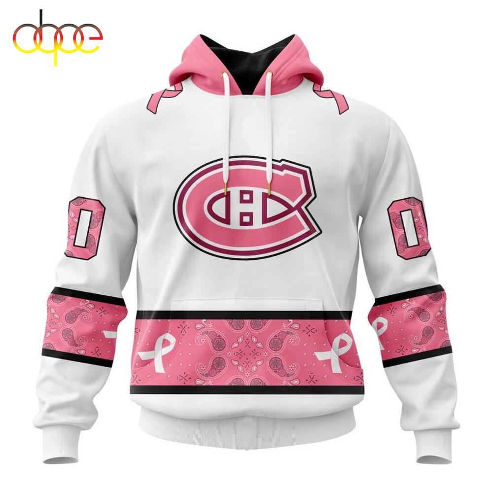 Custom Name NHL Montreal Canadiens In October We Wear pink Breast Cancer 3D Hoodie Shirt