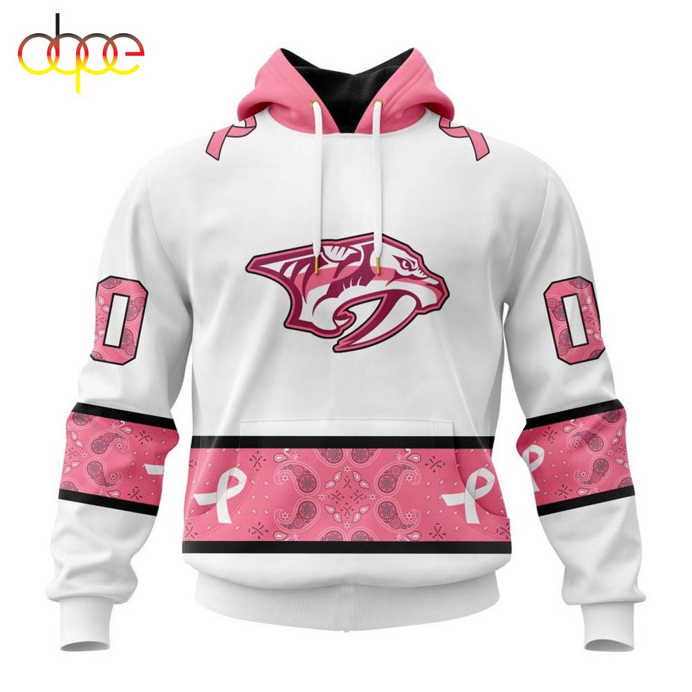 Custom Name NHL Nashville Predators In October We Wear pink Breast Cancer 3D Hoodie Shirt