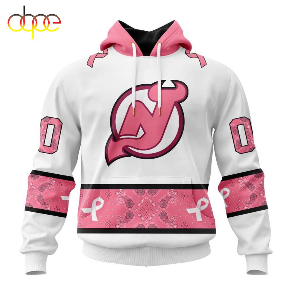 Custom Name NHL New Jersey Devils In October We Wear pink Breast Cancer 3D Hoodie Shirt