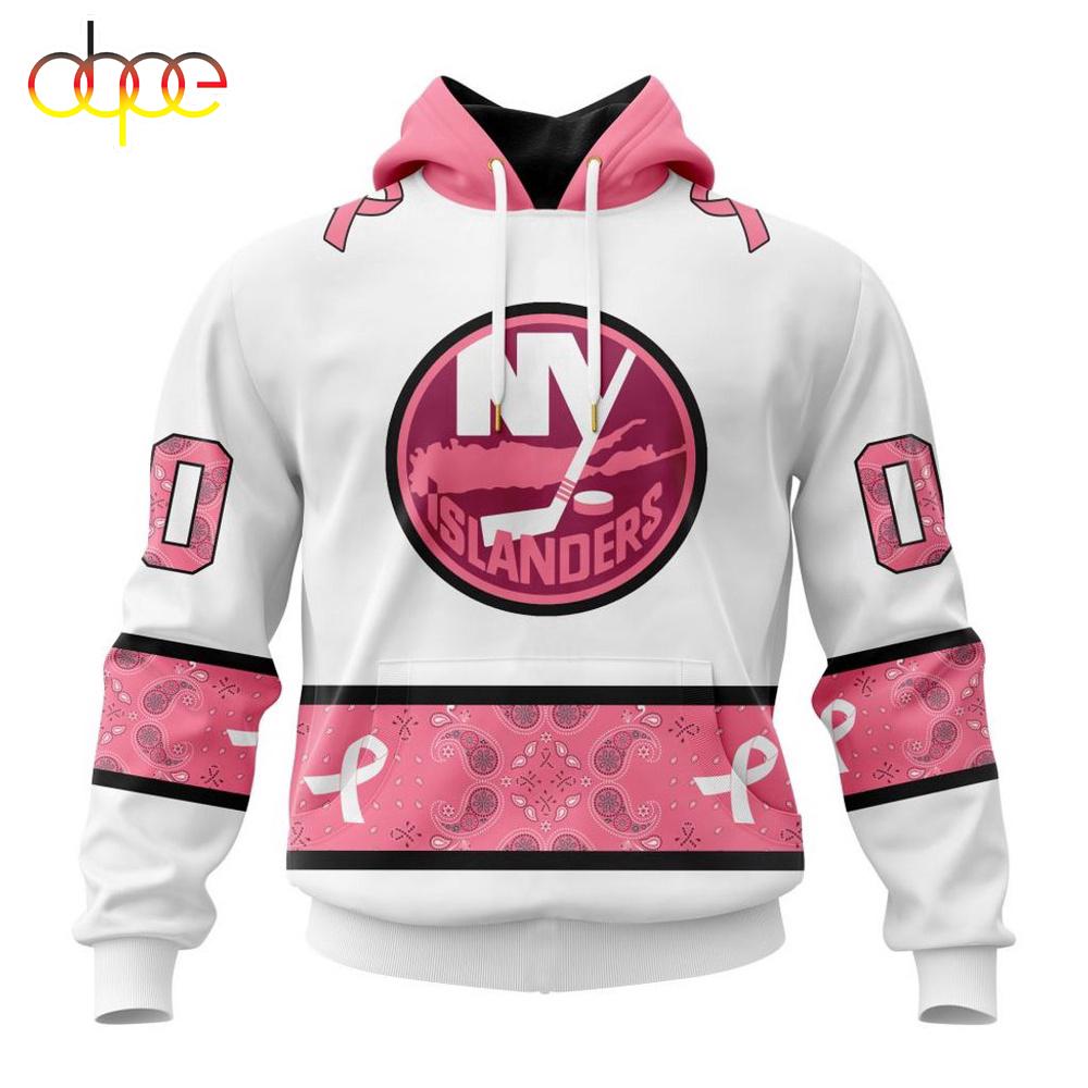 Custom Name NHL New York Islanders In October We Wear pink Breast Cancer 3D Hoodie Shirt
