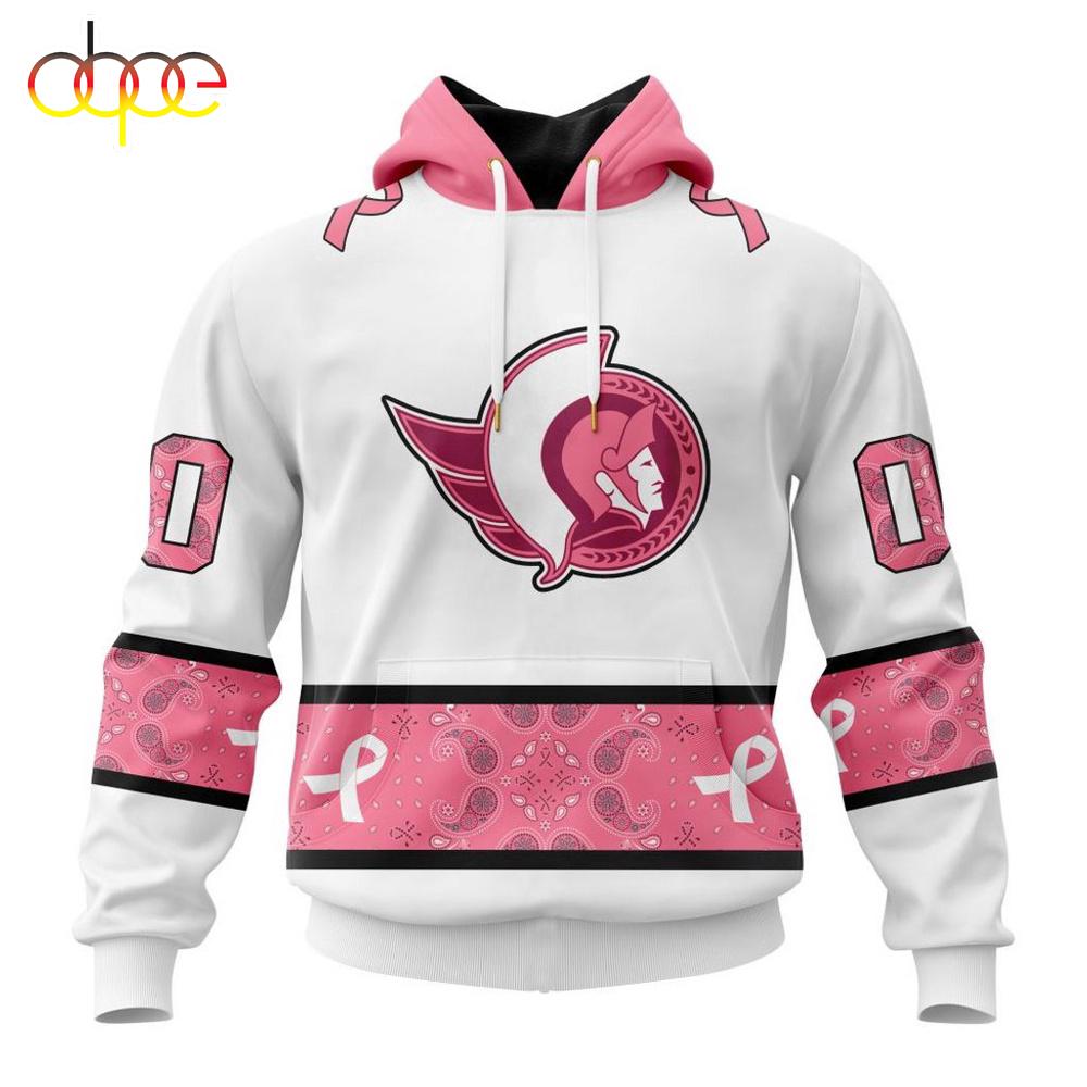 Custom Name NHL Ottawa Senators In October We Wear pink Breast Cancer 3D Hoodie Shirt