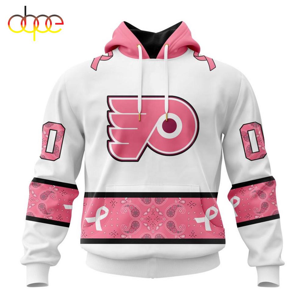 Custom Name NHL Philadelphia Flyers In October We Wear pink Breast Cancer 3D Hoodie Shirt