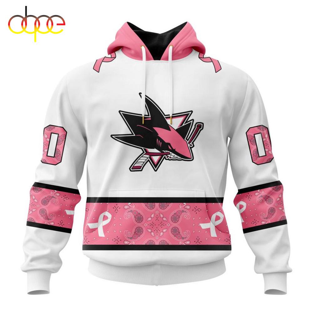 Custom Name NHL San Jose Sharks In October We Wear pink Breast Cancer 3D Hoodie Shirt