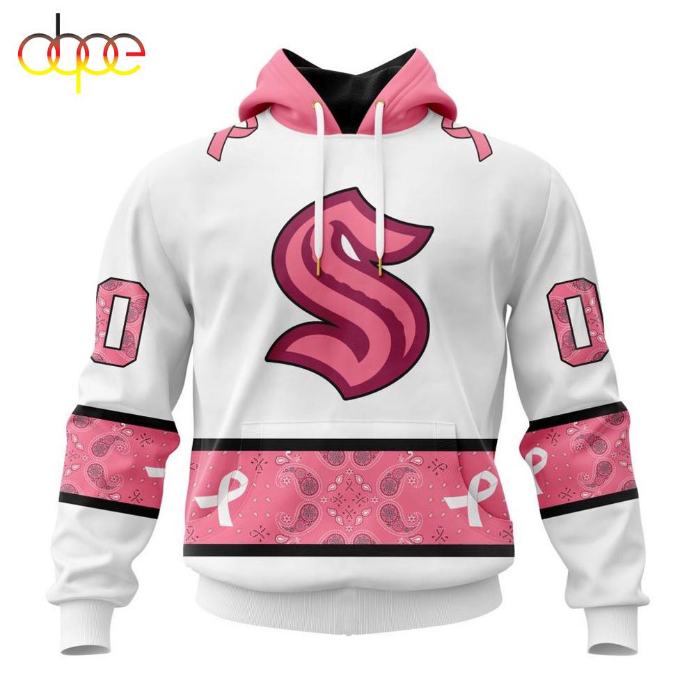 Custom Name NHL Seattle Kraken In October We Wear pink Breast Cancer 3D Hoodie Shirt