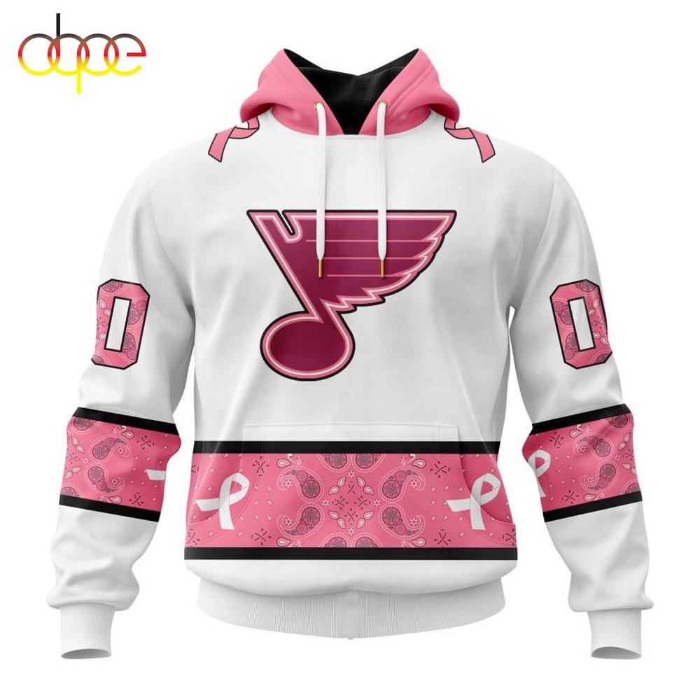 Custom Name NHL St. Louis Blues In October We Wear pink Breast Cancer 3D Hoodie Shirt
