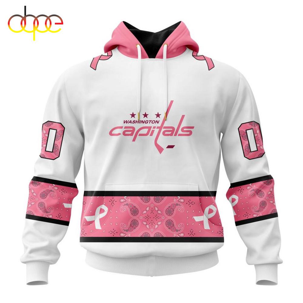 Custom Name NHL Washington Capitals In October We Wear pink Breast Cancer 3D Hoodie Shirt