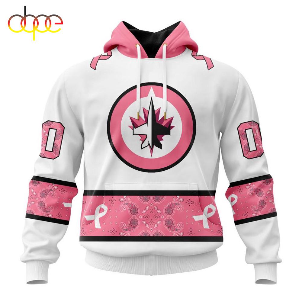 Custom Name NHL Winnipeg Jets In October We Wear pink Breast Cancer 3D Hoodie Shirt