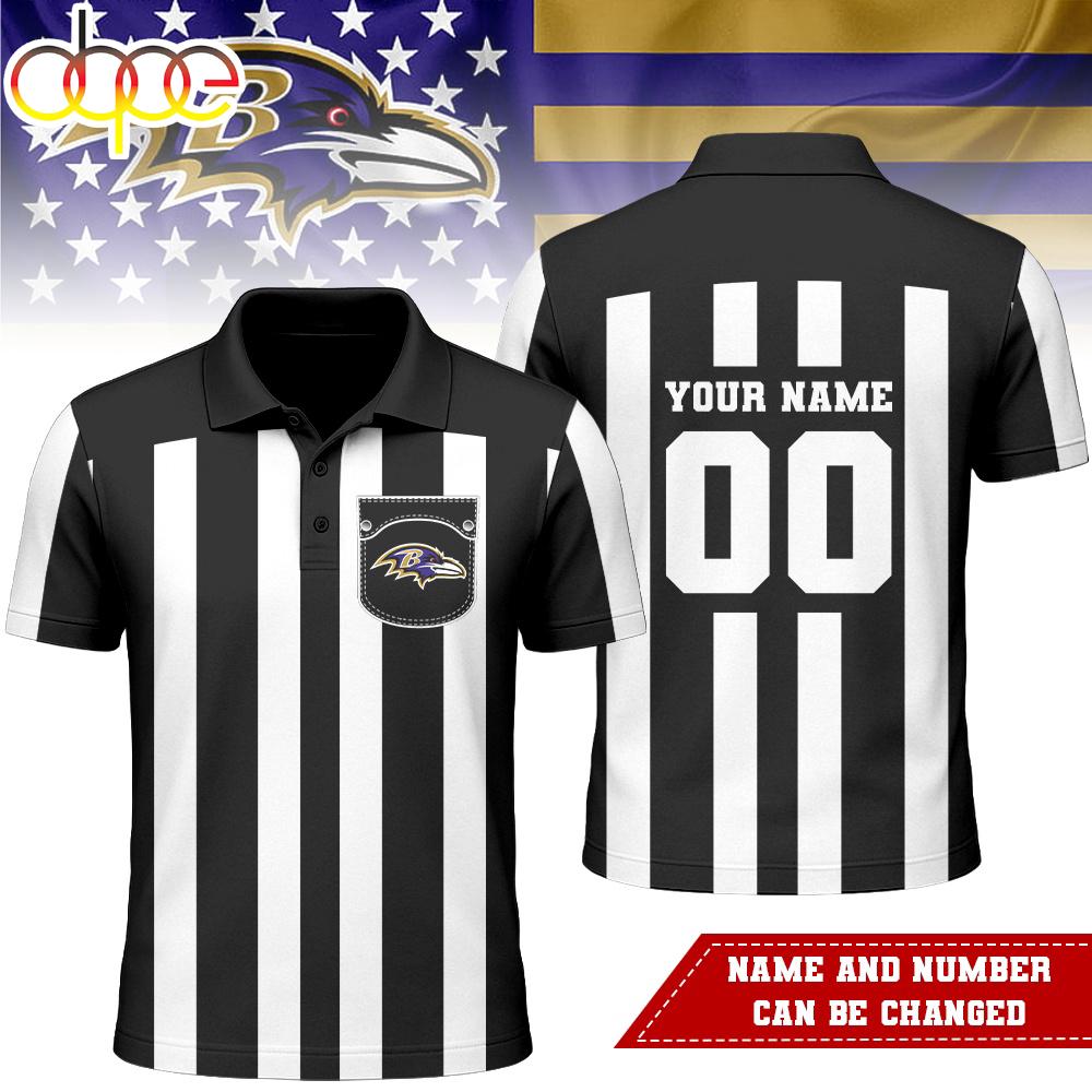 Custom Name Number Baltimore Ravens NFL Referees 3D Polo Shirt