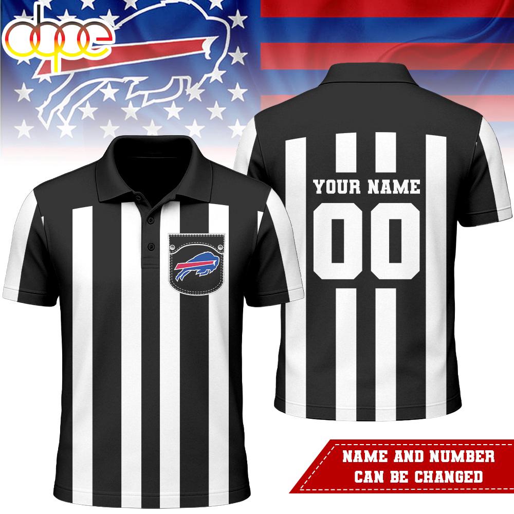 Custom Name Number Buffalo Bills NFL Referees 3D Polo Shirt