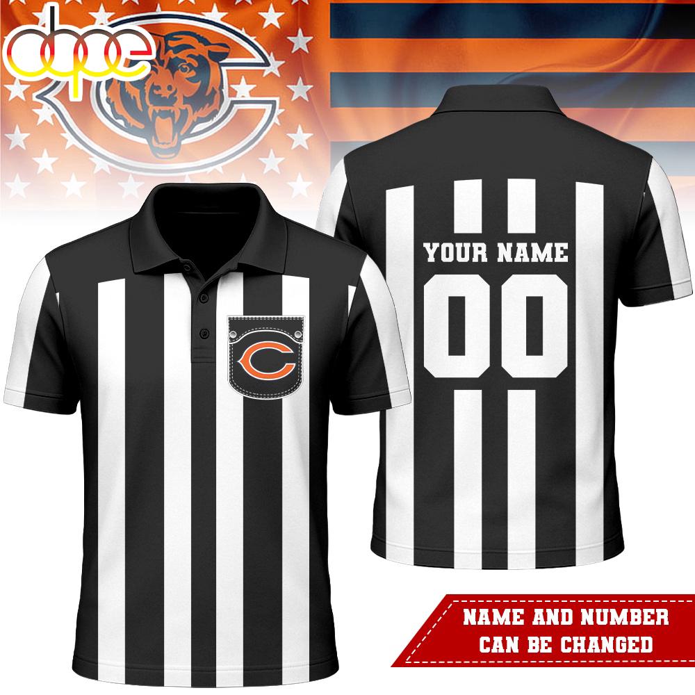 Custom Name Number Chicago Bears NFL Referees 3D Polo Shirt