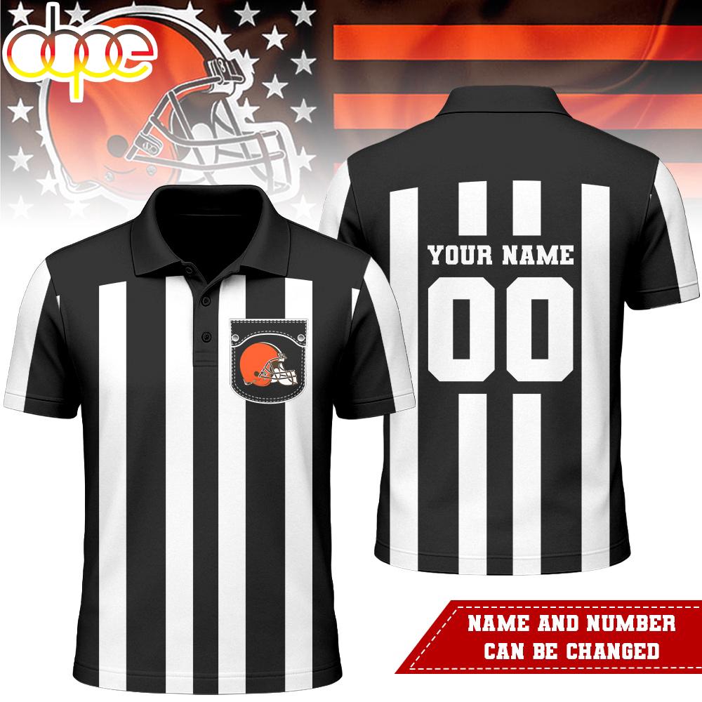 Custom Name Number Cleveland Browns NFL Referees 3D Polo Shirt
