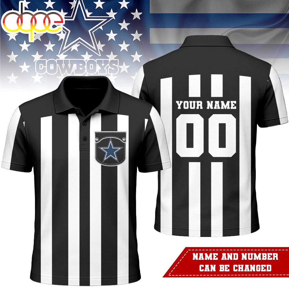 Custom Name Number Dallas Cowboys NFL Referees 3D Polo Shirt