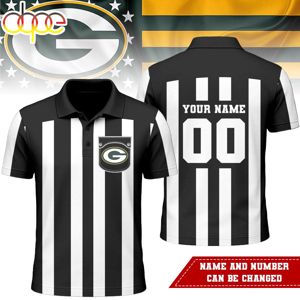 Custom Name Number Green Bay Packers NFL Referees 3D Polo Shirt