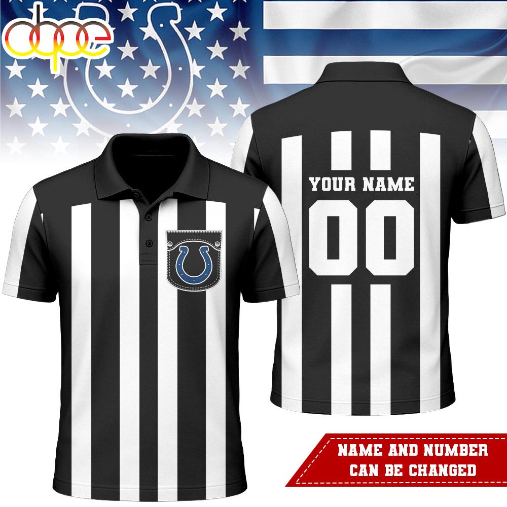 Custom Name Number Indianapolis Colts NFL Referees 3D Polo Shirt