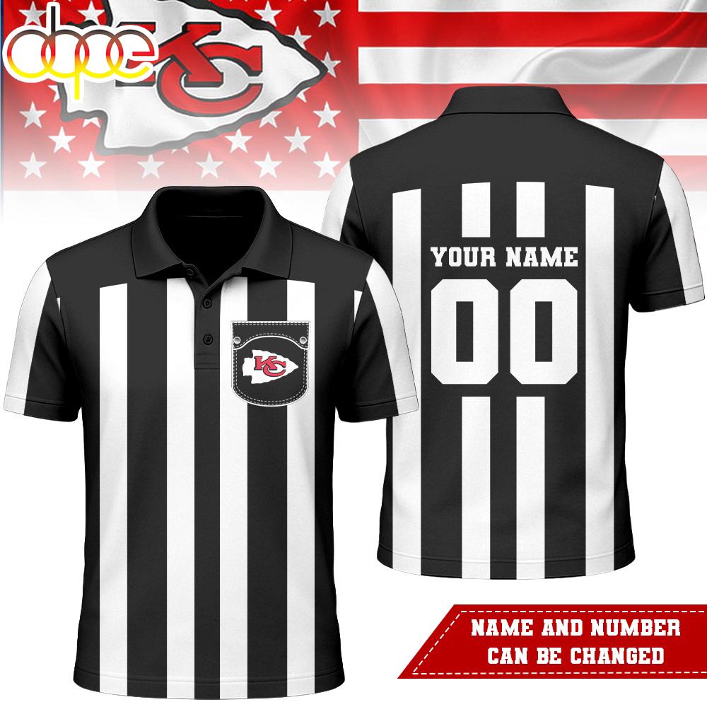 Custom Name Number Kansas City Chiefs NFL Referees 3D Polo Shirt