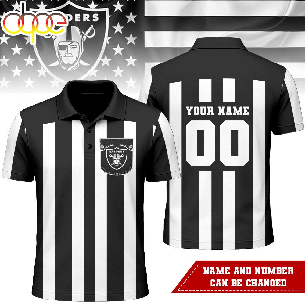 Custom Name Number Las Vegas Raiders NFL Referees 3D Polo Shirt