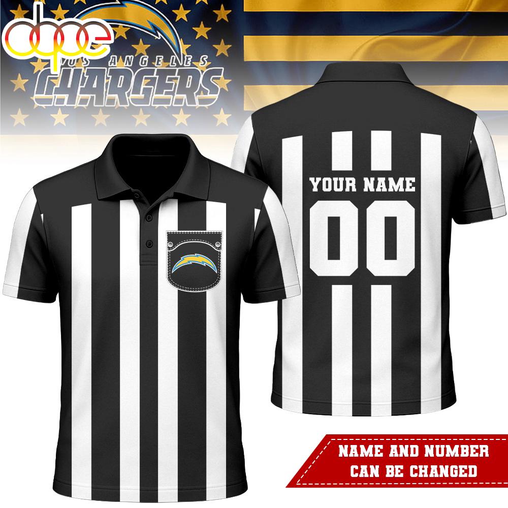 Custom Name Number Los Angeles Chargers NFL Referees 3D Polo Shirt