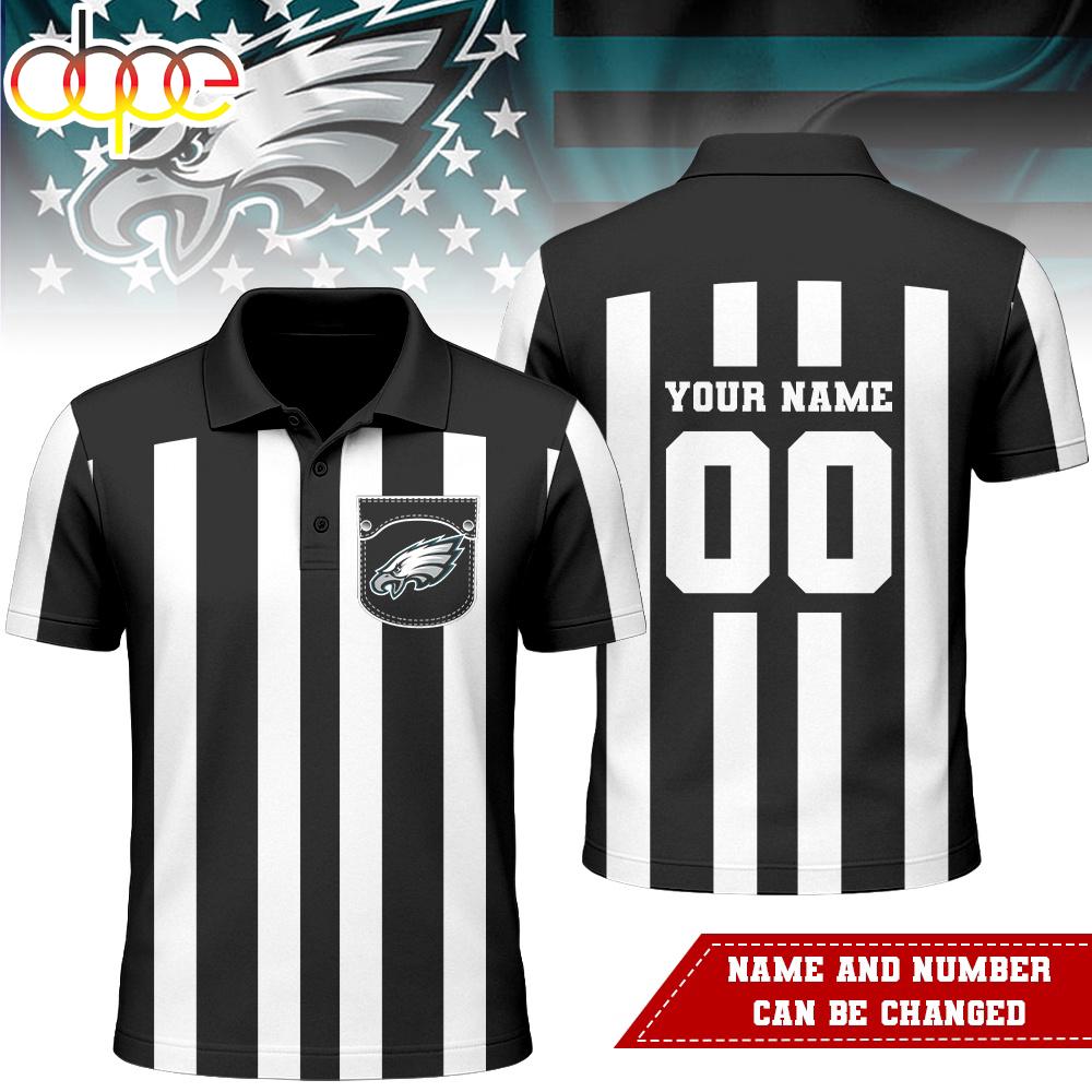 Custom Name Number Philadelphia Eagles NFL Referees 3D Polo Shirt