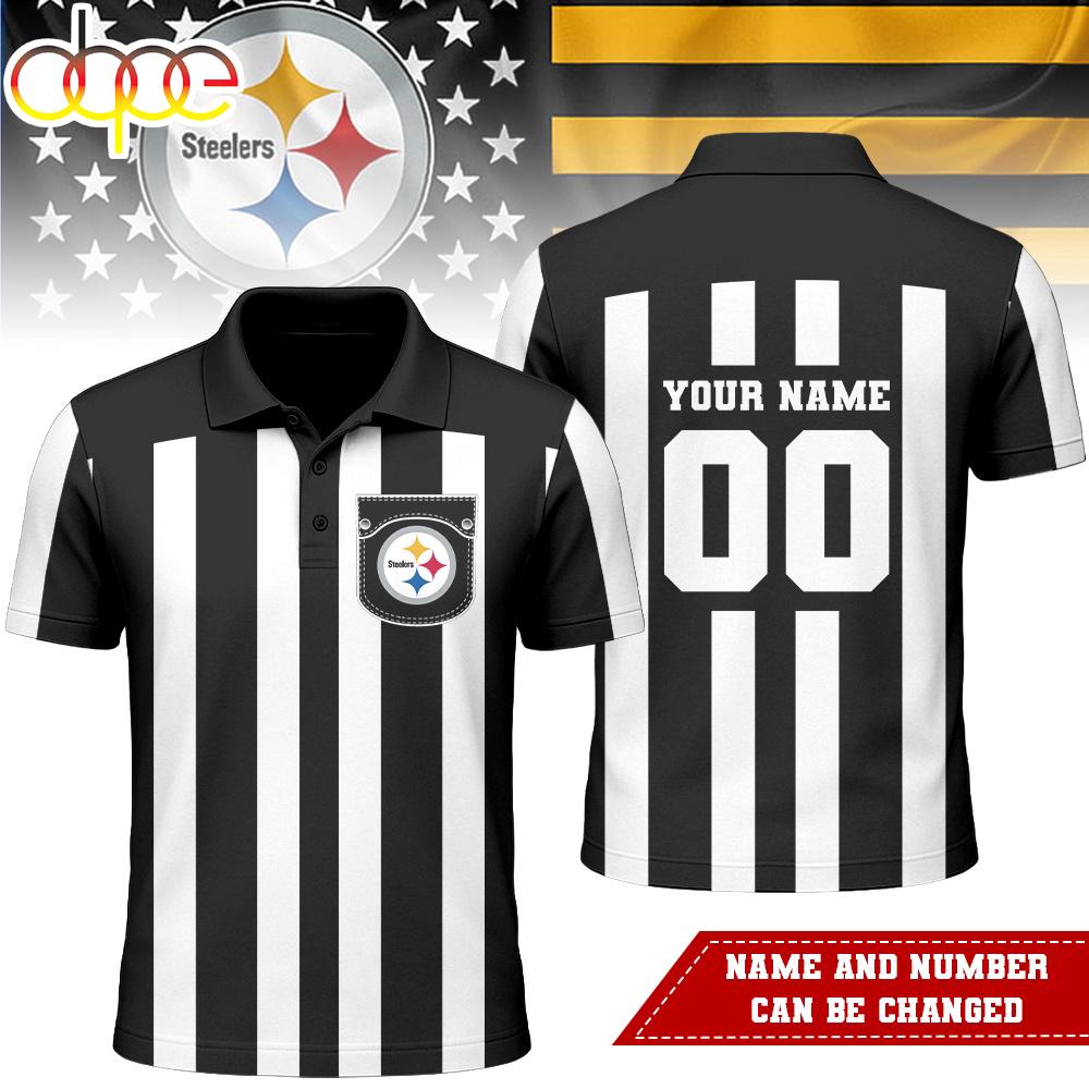 Custom Name Number Pittsburgh Steelers NFL Referees 3D Polo Shirt