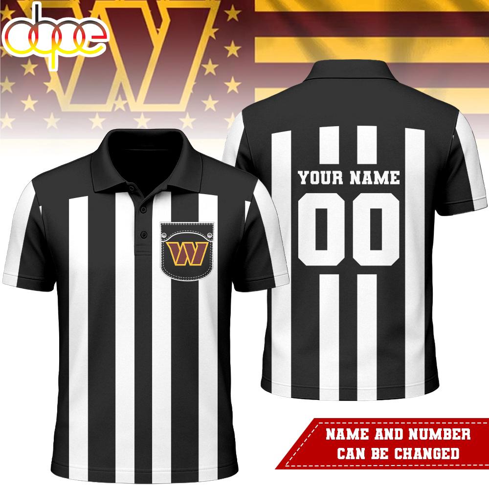 Custom Name Number Washington Commanders NFL Referees 3D Polo Shirt