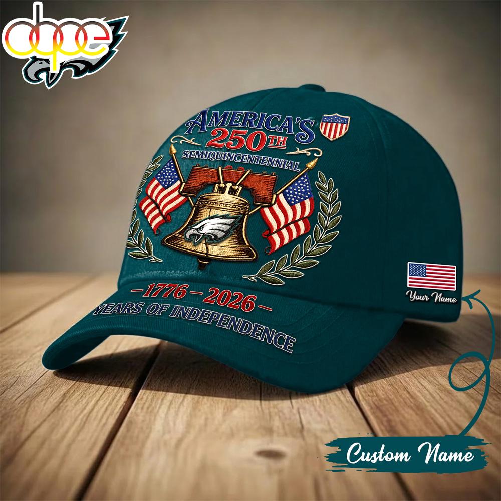 Custom Name Philadelphia Eagles NFL 1776-2026 Years Of Independence Classic Cap