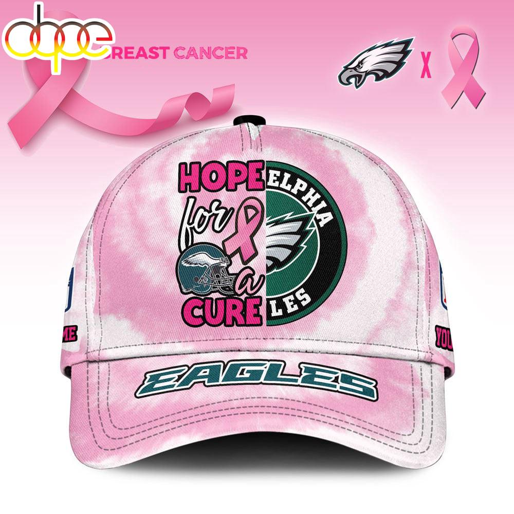 Custom Name Philadelphia Eagles NFL Breast Cancer Awareness Baseball Cap