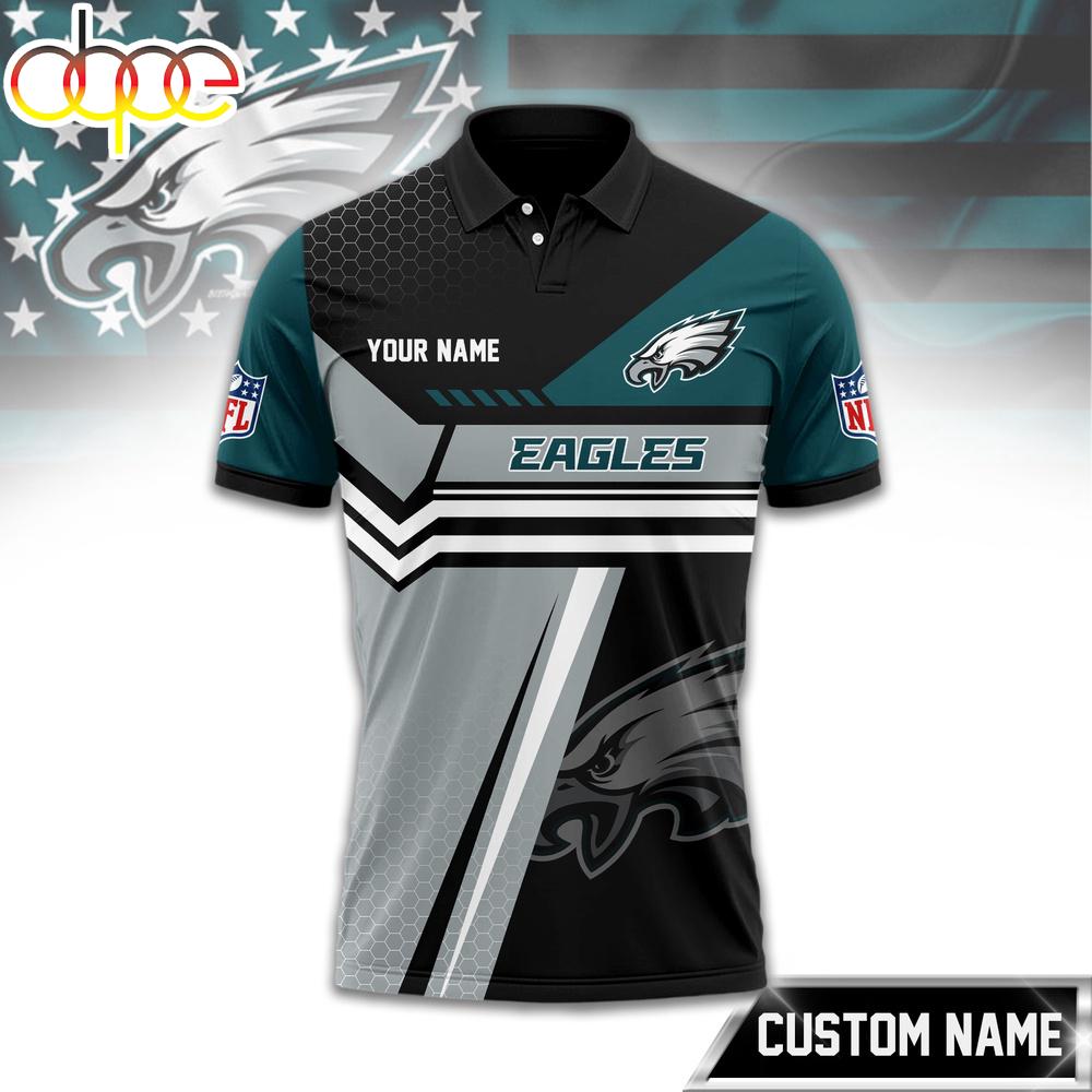 Custom Name Philadelphia Eagles NFL Inspired 3D Polo Shirt