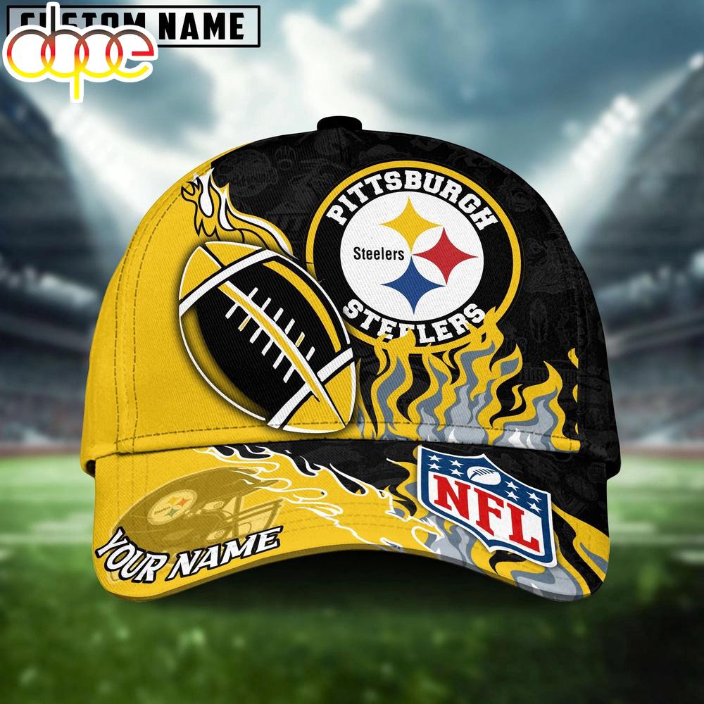 Custom Name Pittsburgh Steelers NFL Dark Flame Classic Baseball Cap