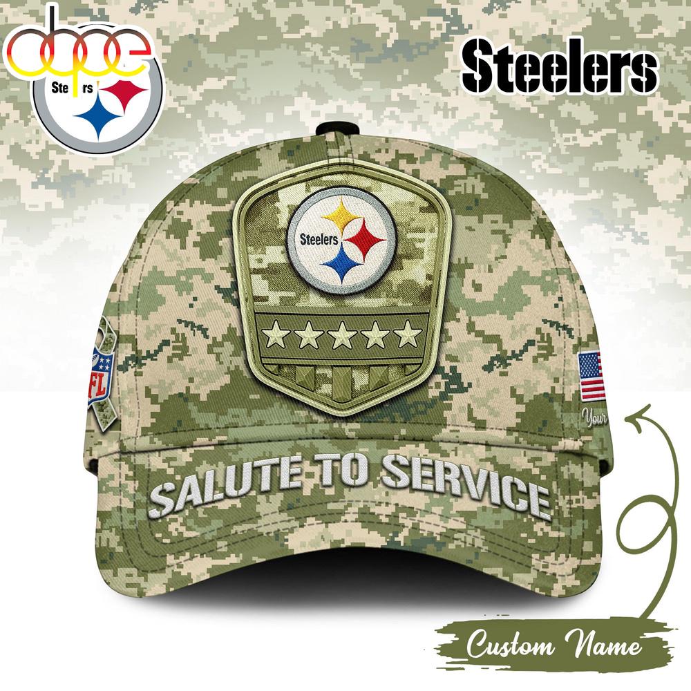 Custom Name Pittsburgh Steelers NFL Salute To Service Baseball Cap