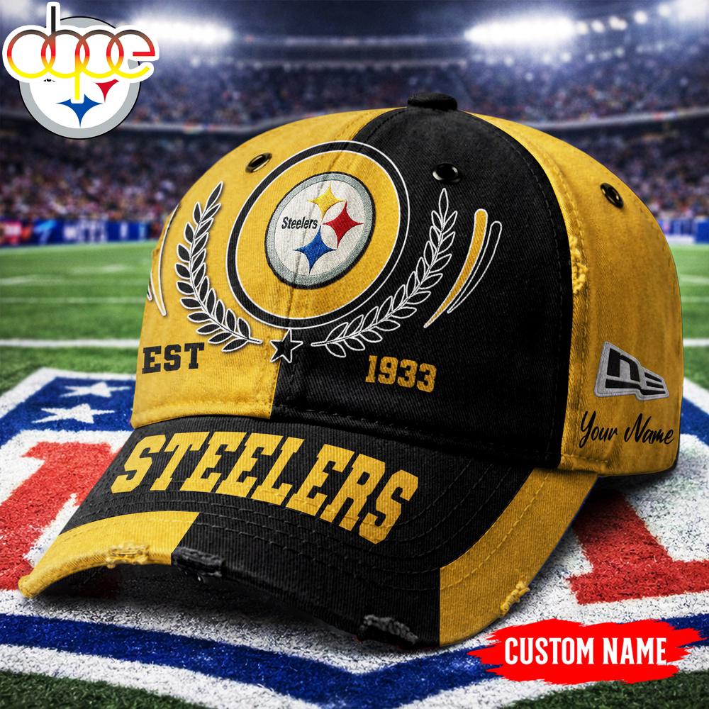 Custom Name Pittsburgh Steelers NFL Split Color New Era Baseball Cap