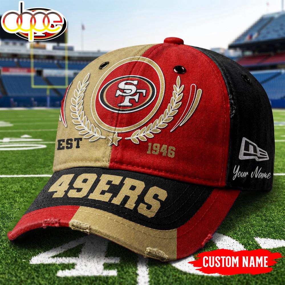 Custom Name San Francisco 49ers NFL Split Color New Era Baseball Cap